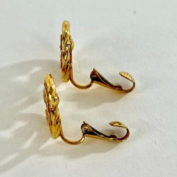 Chanel CC Rhinestone Clip on Earrings in Gold - Picture 8 of 14